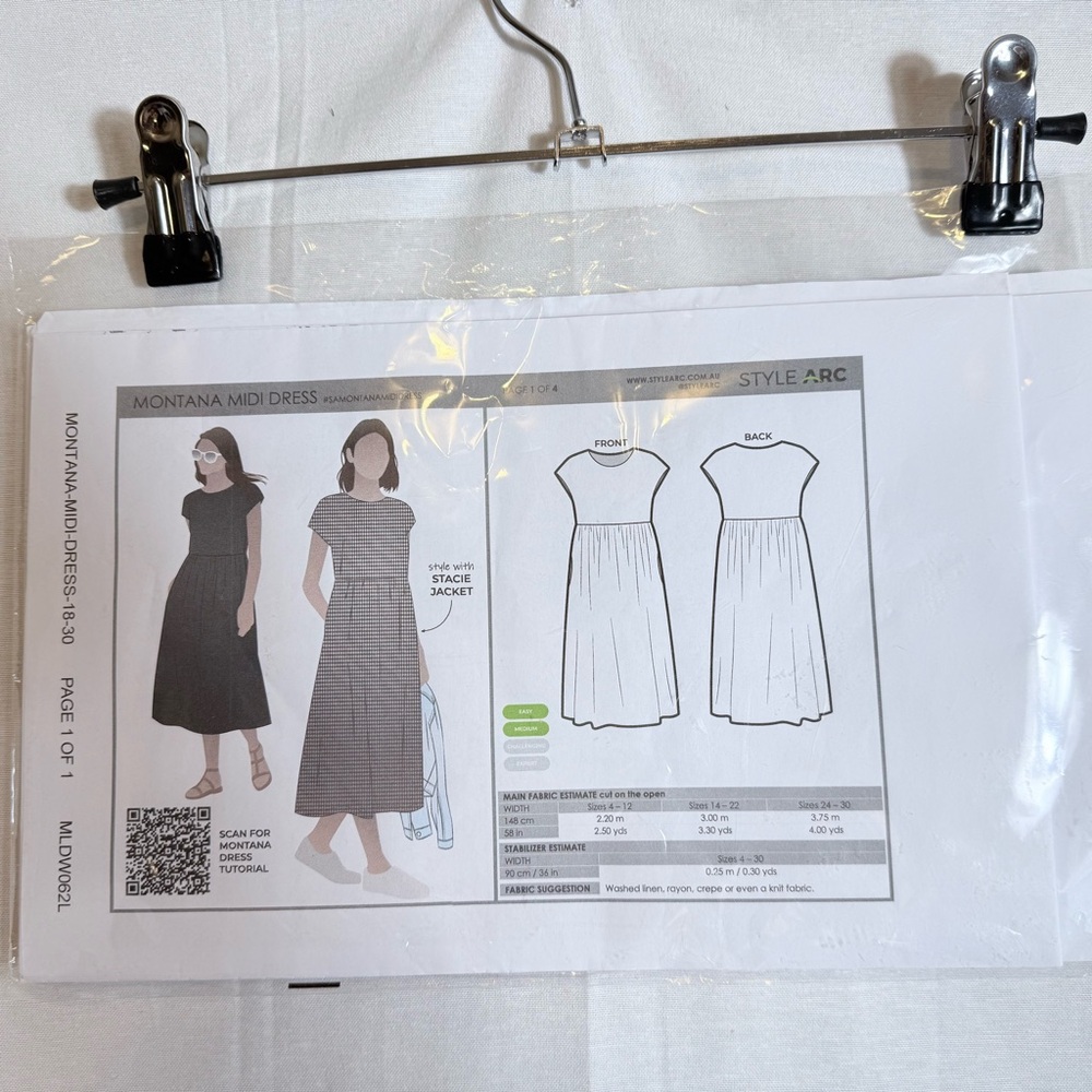 Montana Midi Dress Pattern Only New Unused‎ Sizes 18-30